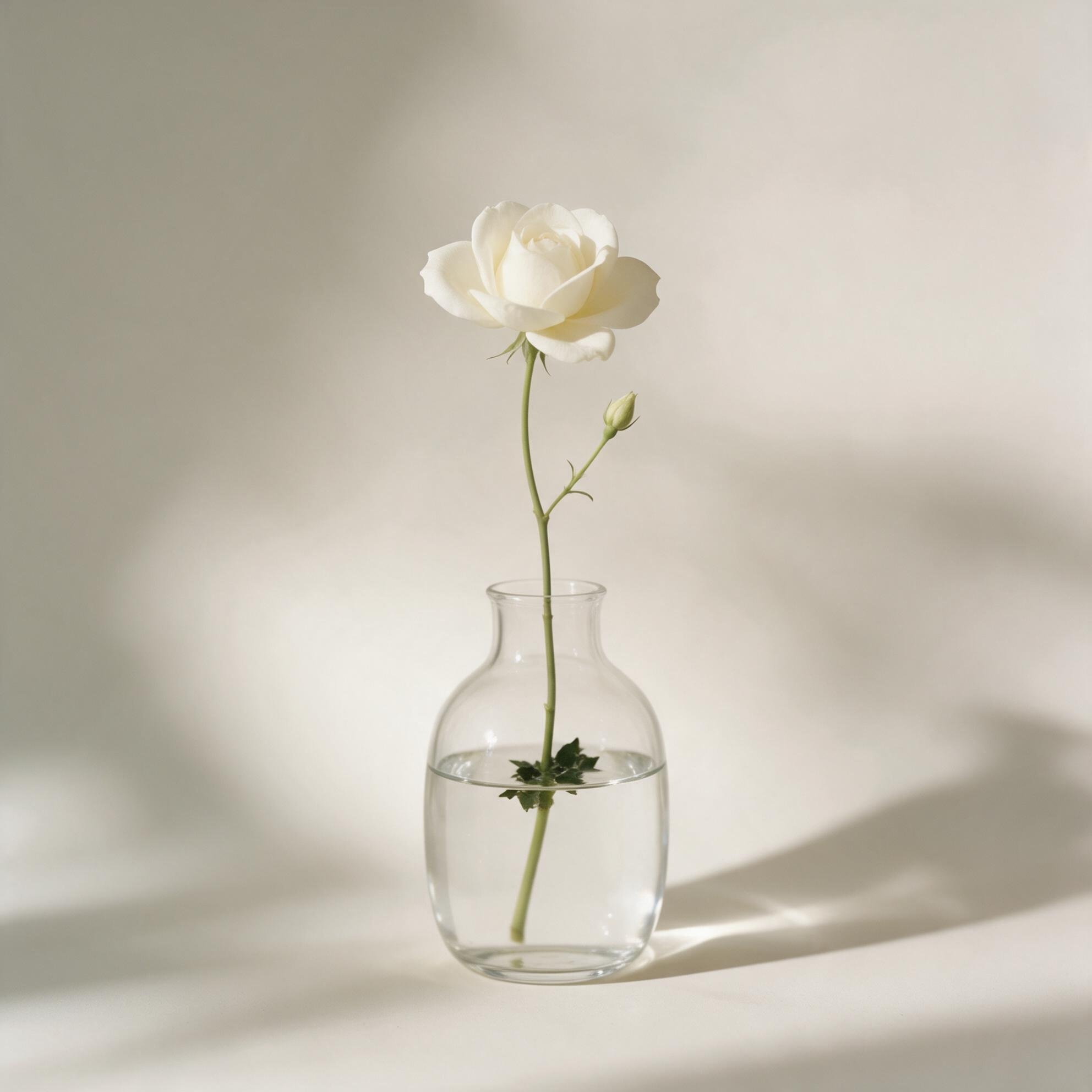 シンプルなガラスの花瓶に活けられた一輪の花